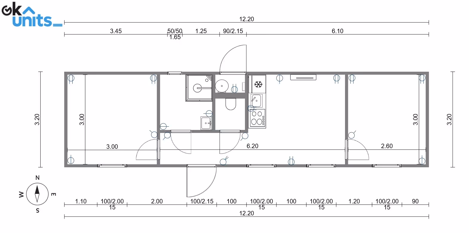 OK-Unit 12.2m (twee slaapkamers) - Afbeelding 21